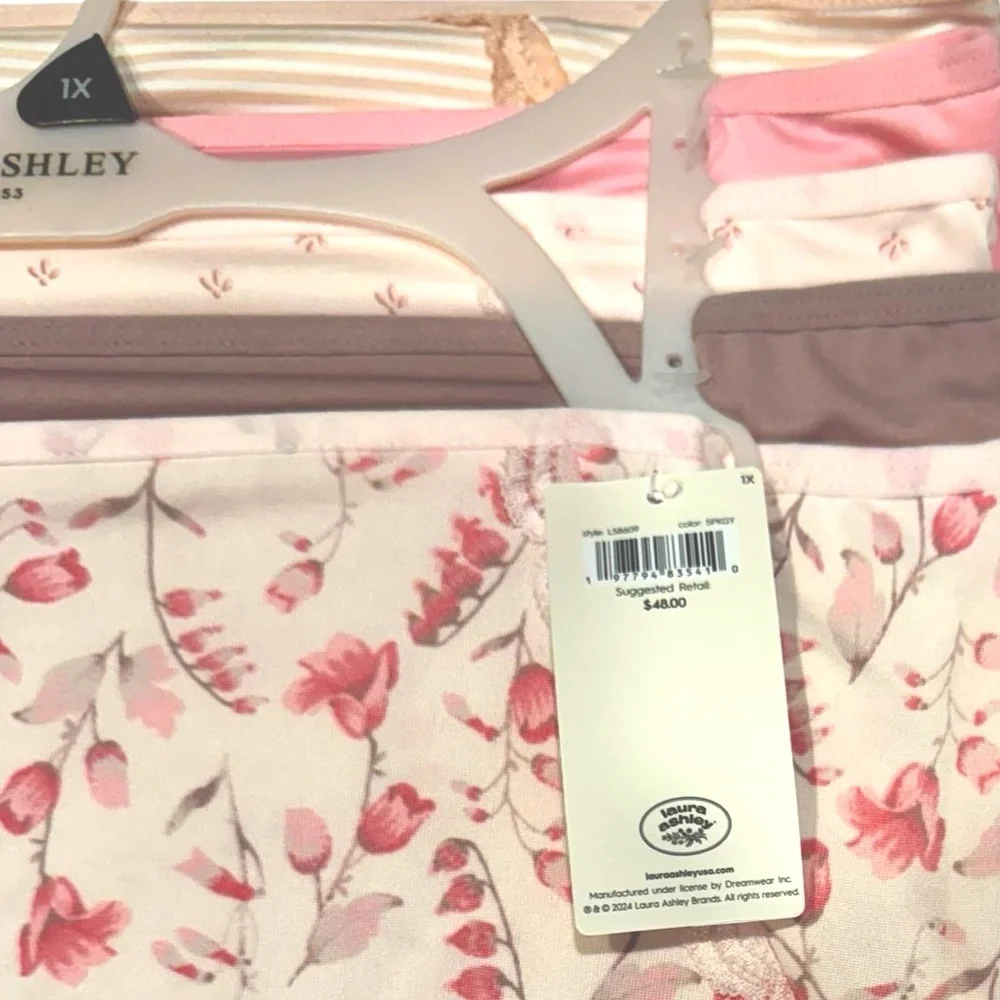 LAURA ASHLEY 5 Pack Floral Stripes Soft Comfy Stretch Briefs Panties NWT 1X - Picture 5 of 14